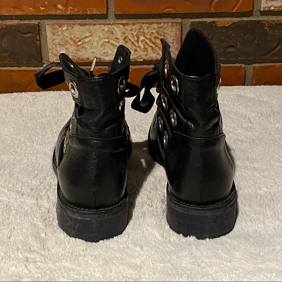Unique Black Leather Italian Combat Boots - Picture 7 of 10